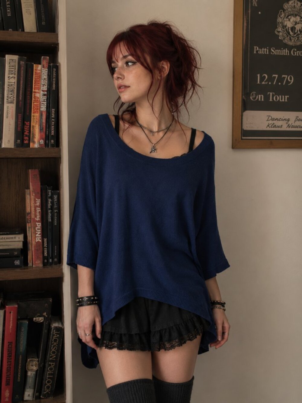 Sapphire blue Doleman sleeve sweater - Picture 1 of 3